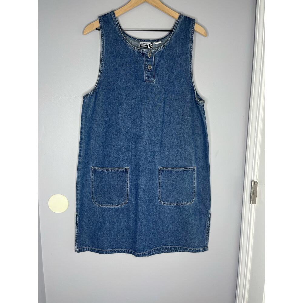 Vintage Sydni Jordan Sleeveless Blue Denim Dress with Pockets